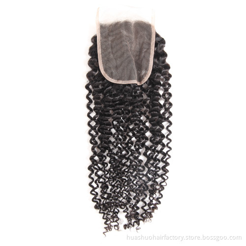Wholesale Unprocessed Virgin Hidden Knots Indian Real Hair Three Way Part 5X5 6X6 7X7 Lace Virgin Kinky Curly Closure Bleached